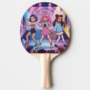 Cartoon KPop Meidengroep Tafeltennisbatje