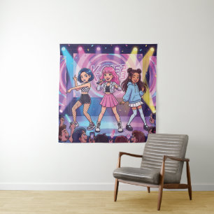 Cartoon KPop Meidengroep Wandkleed