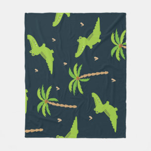Cartoon Krokodillen: Alligator palmen patroon. Fleece Deken