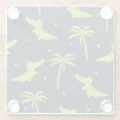 Cartoon Krokodillen: Alligator palmen patroon. Glazen Onderzetter (Achterkant)