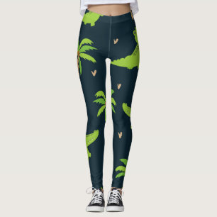 Cartoon Krokodillen: Alligator palmen patroon. Leggings
