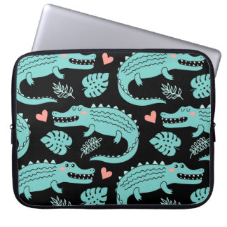 Cartoon krokodillen, schattig naadloos patroon. laptop sleeve
