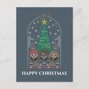Cartoon Kruissteek HOGWARTS™ Kerstfeest Feestdagenkaart