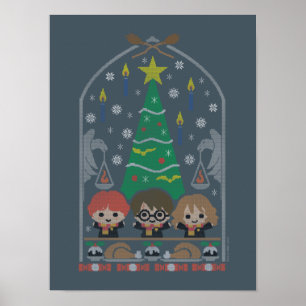Cartoon Kruissteek HOGWARTS™ Kerstmaal Poster