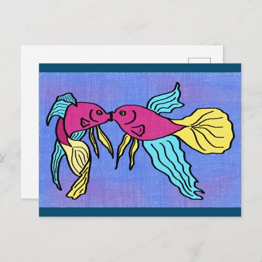 Cartoon kus briefkaart (Voorkant / Achterkant)