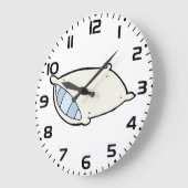 Cartoon kussen met reus grote klok (Hoek)