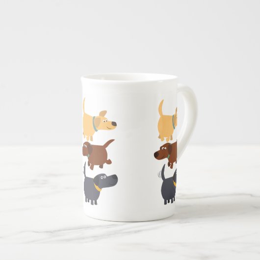 Cartoon Labradors en 3 Saveurs Bone China Mug (Devant droit)