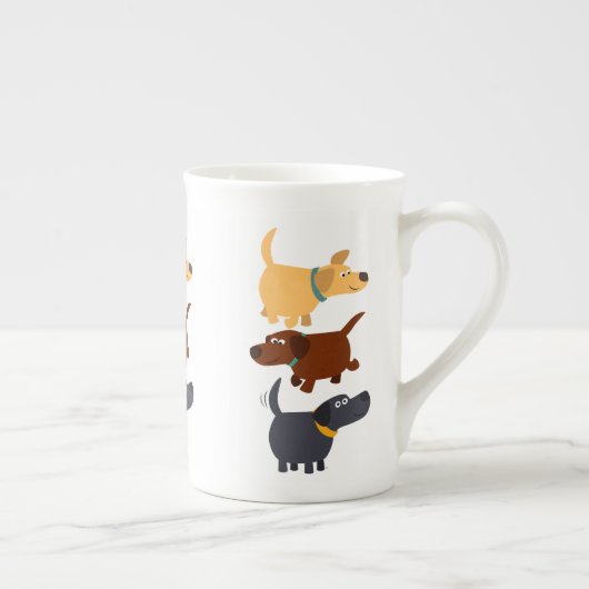 Cartoon Labradors en 3 Saveurs Bone China Mug (Droite)