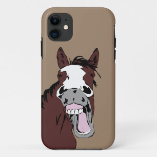 Cartoon Lachend Paard Humor Fun Kantoor iPhone 11 Hoesje