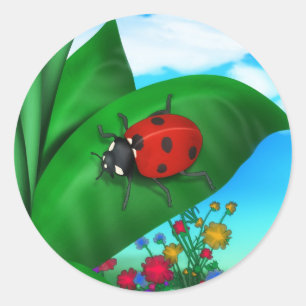 Cartoon Lady Bug Ronde Sticker