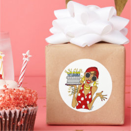 Cartoon Lady met Cake en kaarsen Sticker