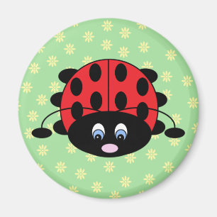 Cartoon Ladybug met Flowers Magnet Magneet