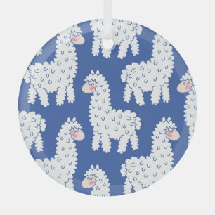 Cartoon lama alpaca, motief glas ornament