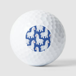 Cartoon lama alpaca, motief golfballen