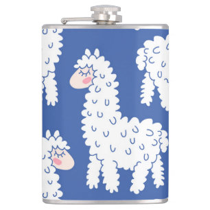 Cartoon lama alpaca, motief heupfles