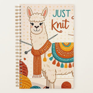 Cartoon lama met een gebreide sjaal planner