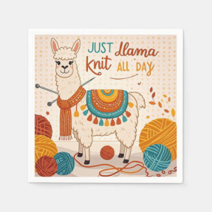 Cartoon lama met een gebreide sjaal servet