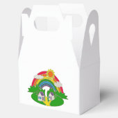 Cartoon landelijk tafereel met regenboog en landhu bedankdoosjes (Geopend)