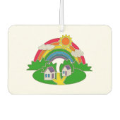 Cartoon landelijk tafereel met regenboog en landhu luchtverfrisser (Voorkant)