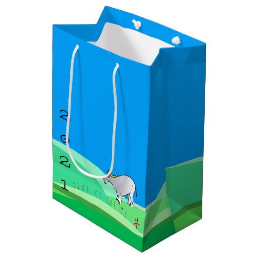 Cartoon Landschap Ox Chinees nieuwjaar Zodiac MGB Medium Cadeauzakje (Voorkant Gekanteld)