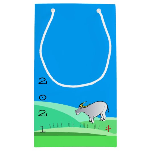 Cartoon Landschap Ox Chinees nieuwjaar Zodiac SGB Klein Cadeauzakje (Achterkant)