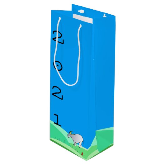 Cartoon Landschap Ox Chinees nieuwjaar Zodiac WGB Wijn Cadeautas (Voorkant Gekanteld)