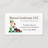 Cartoon Lawn Mowing Guy Landscaping Yard Service Visitekaartje (Voorkant)