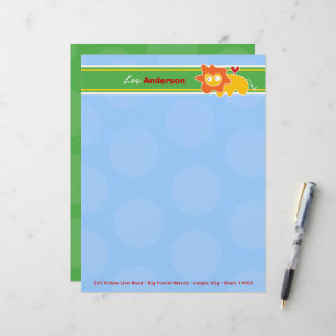 Cartoon Leeuw Leuke Persoonlijke Aangepaste Briefh Briefhoofd Ontwerp