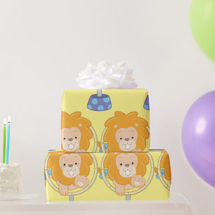 Cartoon Leeuw Springt Door Ring Cadeaupapier