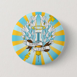 Cartoon Legend Gamer Yellow Winged spuit Ronde Button 5,7 Cm