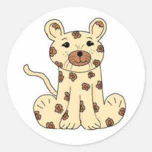 Cartoon Leopard Ronde Sticker