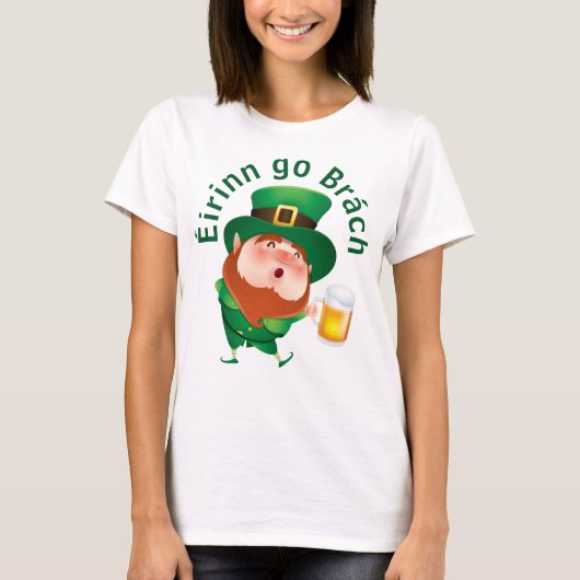 Cartoon Leprechaun met Beer T-Shirt (Voorkant)