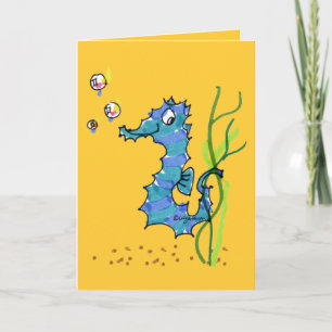 Cartoon Leuke Seahorse Kaart