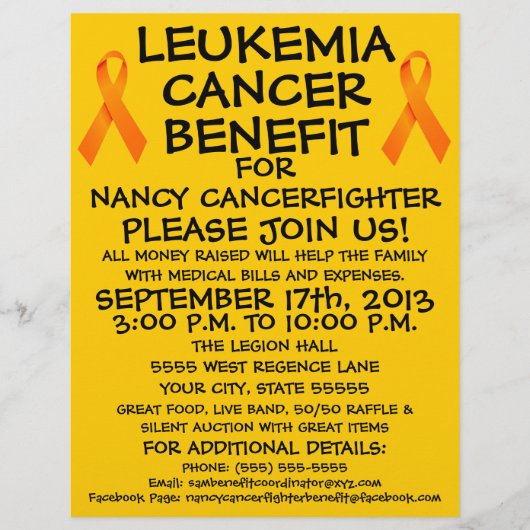 Cartoon Leukemie Kanker Benefit Flyer (Voorkant)