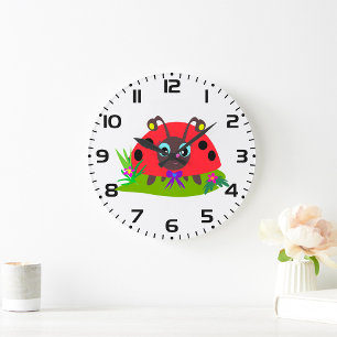 Cartoon lieveheersbeestje Boog en Bloemen Grote Klok