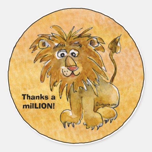 Cartoon Lion Bedankt a milLION Aangepaste Stickers (Voorkant)