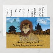 Cartoon Lion Childs Birthday Uitnodiging (Voorkant / Achterkant)
