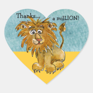 Cartoon Lion Heart Hartelijk dank Sticker