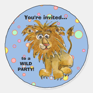Cartoon Lion Party Invitation Aangepaste Sticker