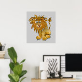 Cartoon Lion Poster Print (Thuiskantoor)