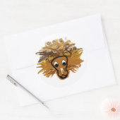 Cartoon Lion Ronde Sticker (Envelop)