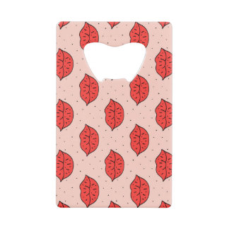 Cartoon lippen: feministische doodle patroon. kredietkaart flessenopener