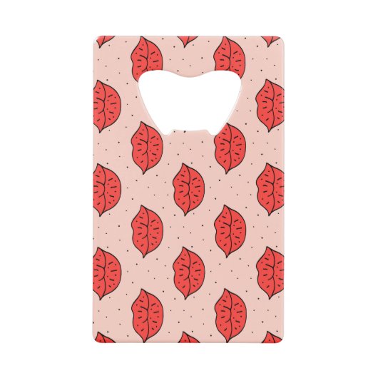 Cartoon lippen: feministische doodle patroon. kredietkaart flessenopener (Voorkant)