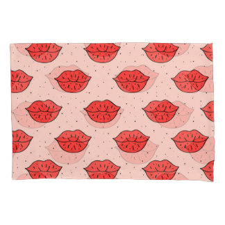 Cartoon lippen: feministische doodle patroon. kussensloop