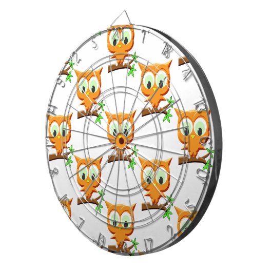 Cartoon Little Owl on Branch Pattern Dartbord (Voorkant Rechts)