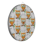 Cartoon Little Owl on Branch Pattern Dartbord (Voorkant Links)