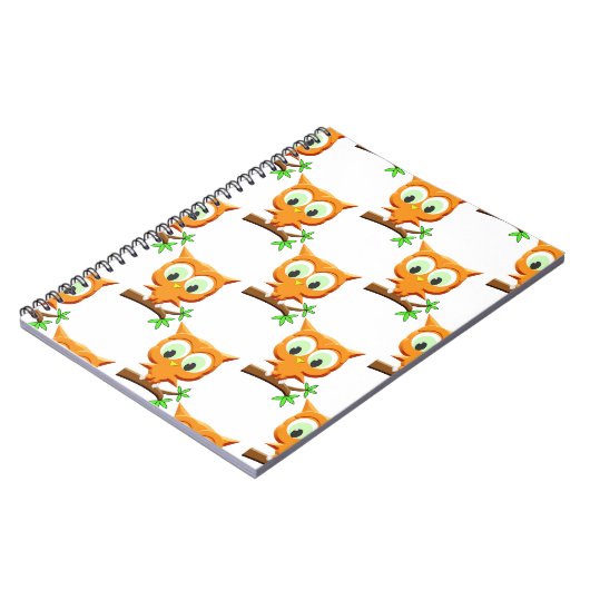 Cartoon Little Owl on Branch Pattern Notitieboek (Linkerzijde)