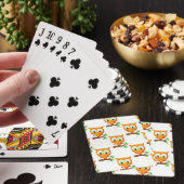 Cartoon Little Owl on Branch Pattern Pokerkaarten (Insitu)