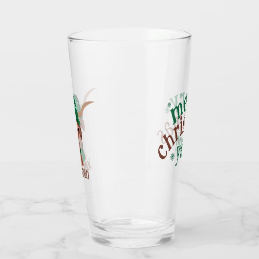 Cartoon Longhorn in Groene Ski Pet en Sjaal Glas (Links)