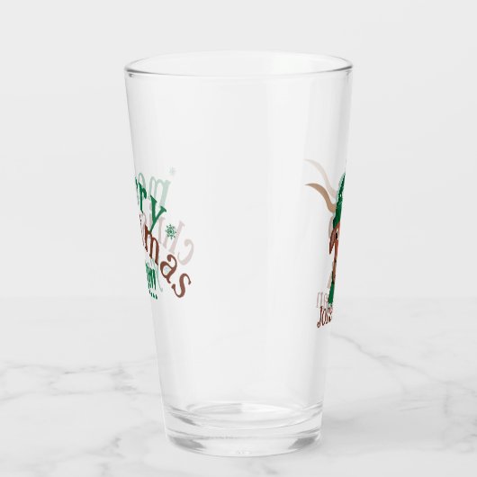 Cartoon Longhorn in Groene Ski Pet en Sjaal Glas (Rechts)